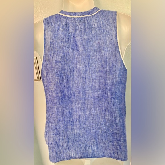 Joie Tamaline Loose Fit XS 0 2 4 Designer Boutique Tank Top Blue Linen Like New! - Picture 5 of 7